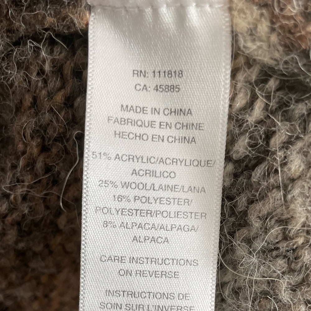 Michael Kors Open-Front Hooded Cardigan Sweater Brown Tan Cream Earth Tones S - Picture 7 of 10